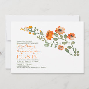 Invitación Flores acuarelas - fiesta de compromiso floral ado