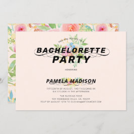 Invitación Flores acuarelas ramo y tipografía moderna