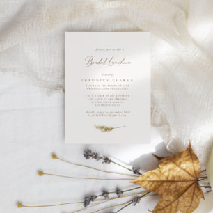Invitación Flores acuarelas y almuerzo de novia de hierba sec