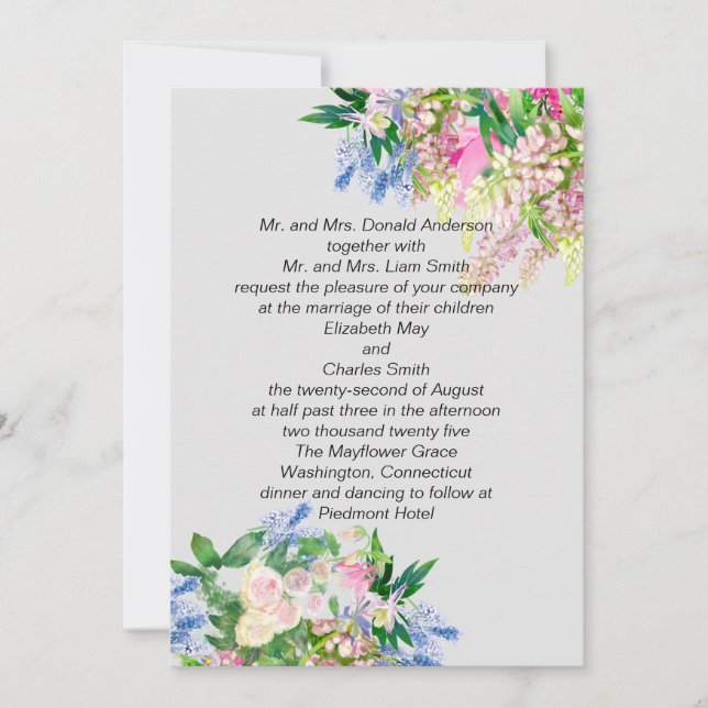 Invitación Flores acuáticas (Anverso)