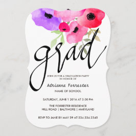 Invitación Flores acuáticas brillantes de tipografía de grado
