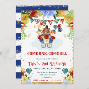 Invitación Flores acuáticas Circo Animales Niños Cumpleaños