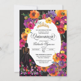 Invitación Flores acuáticas de bordado floral Quinceanera I