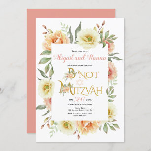 Invitación Flores acuáticas de color rosa floral B' Not Mitzv