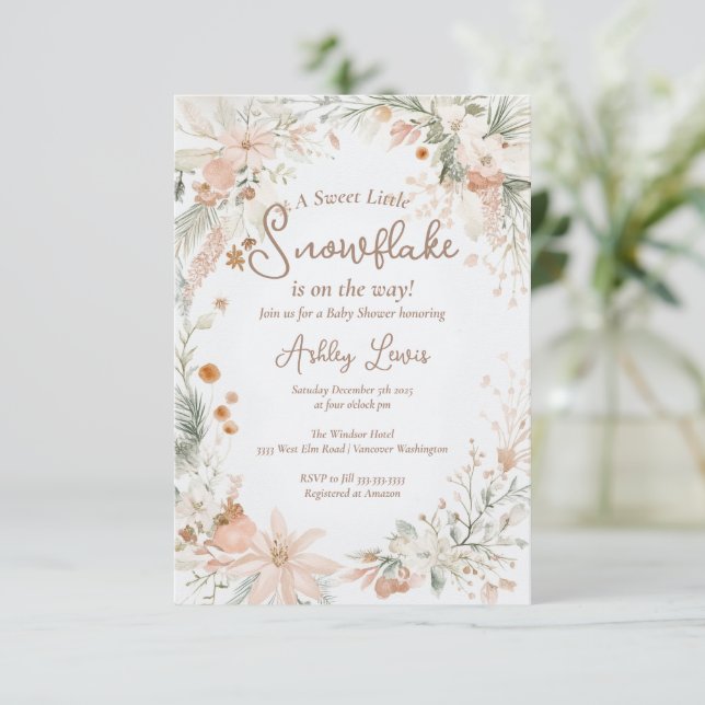 Invitación Flores acuáticas de copo de nieve de invierno (Anverso de pie)