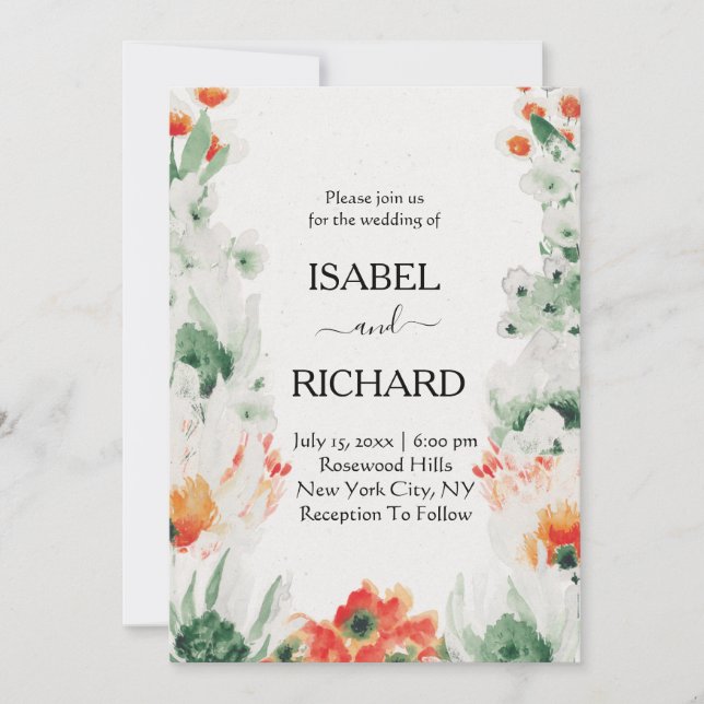 Invitación Flores acuáticas de flores silvestres Boda bohemio (Anverso)