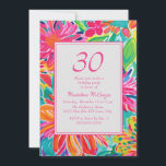 Invitación Flores acuáticas de Naranja rosado caliente 30 cum<br><div class="desc">Invitación a la fiesta de cumpleaños número 30 de la floral tropical de color rosa caliente,  naranja y agua verde. Comuníquese conmigo para obtener ayuda con sus personalizaciones o para solicitar productos adicionales de correspondencias o coordinación de Zazzle para su evento.</div>