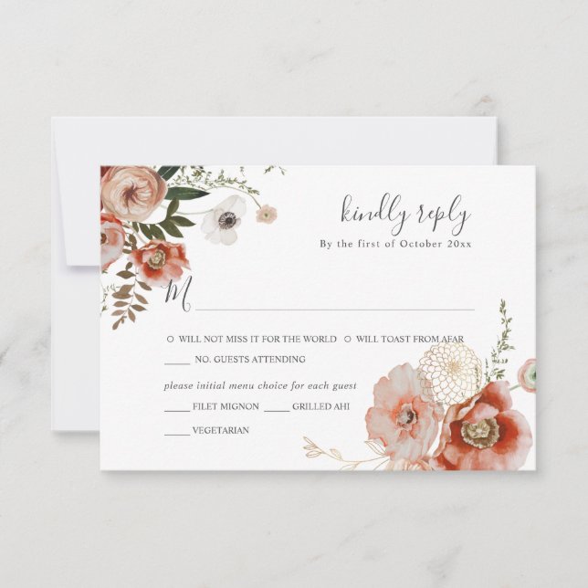 Invitación Flores acuáticas de otoño de PixDezines Marsala RS (Anverso)