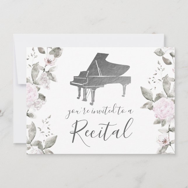 Invitación flores acuáticas de piano (Anverso)