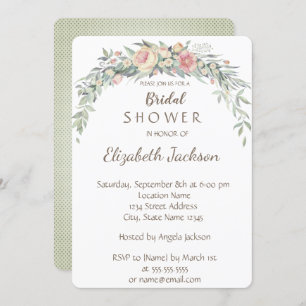 Invitación Flores acuáticas, ducha de novia con puntos de pol