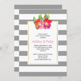 Invitación Flores acuáticas duchas de boda gris