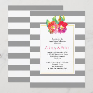 Invitación Flores acuáticas duchas de boda gris