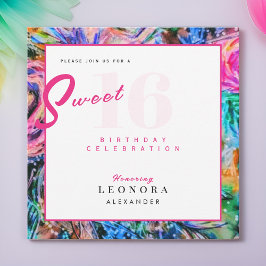 Invitación Flores acuáticas dulces dieciséis rosadas