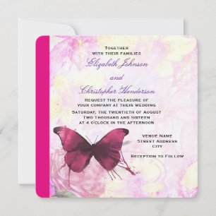Invitación Flores acuáticas elegantes con Boda de mariposa