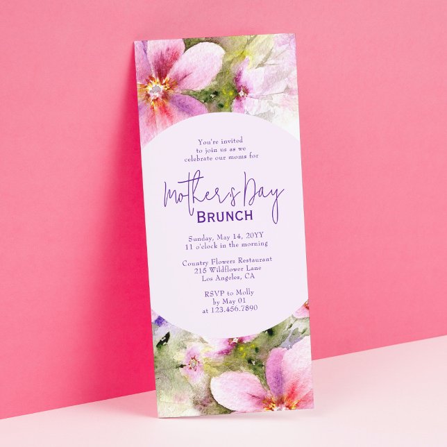 Invitación Flores acuáticas elegantes de Brunch del Día de la (Subido por el creador)