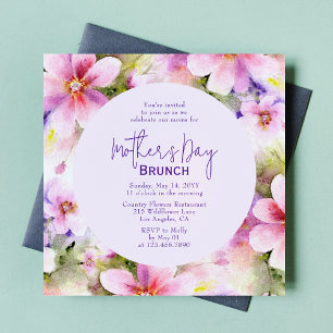 Invitación Flores acuáticas elegantes de Brunch del Día de la