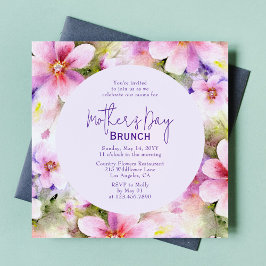 Invitación Flores acuáticas elegantes de Brunch del Día de la