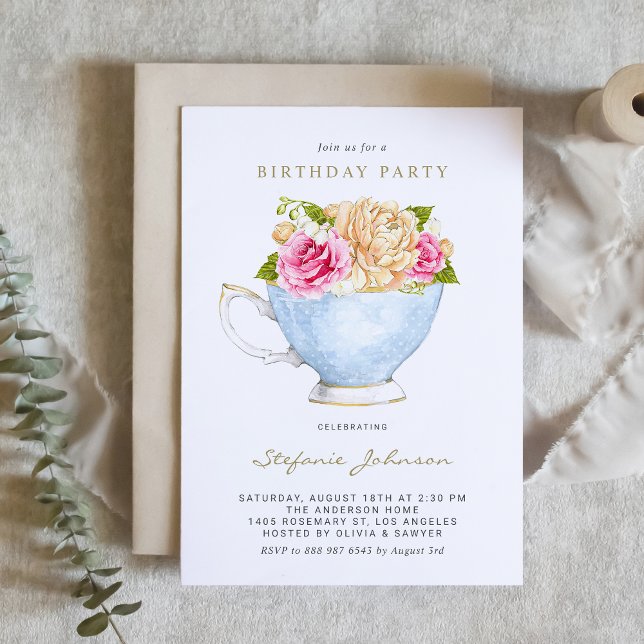 Invitación Flores acuáticas en la fiesta de cumpleaños de Tea (Subido por el creador)