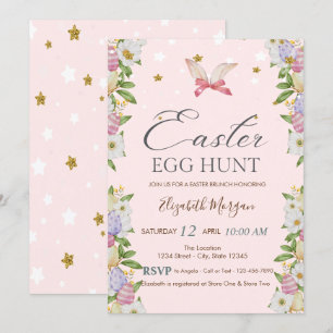Invitación Flores acuáticas huevos orejas conejitas