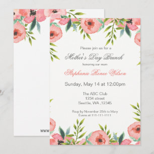 Invitación Flores acuáticas invitan a brunch del Día de la Ma