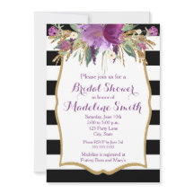 Flores acuáticas moradas y doradas duchas de novia