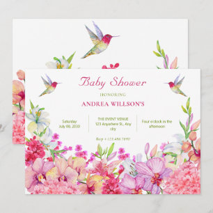 Invitación Flores acuáticas Orchids Bird garden baby ducha