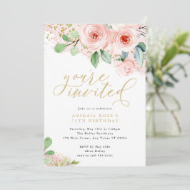 Invitación Flores acuáticas rosas y doradas invitadas