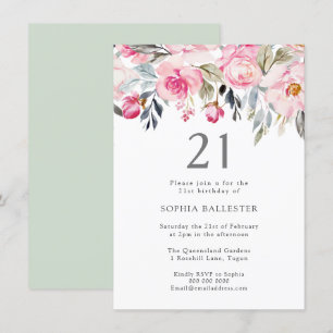 Invitación Flores acuáticas Rubor Elegante cumpleaños número 