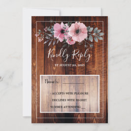 Invitación Flores acuáticas rusas de madera de grano RSVP bod