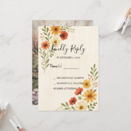 Invitación Flores acuáticas rusas foto boda RSVP
