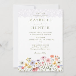 Invitación Flores acuáticas silvestres, Boda de follaje y enc