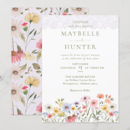 Invitación Flores acuáticas silvestres, Boda de follaje y enc