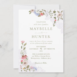 Invitación Flores acuáticas silvestres, Boda de follaje y enc