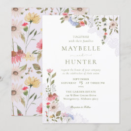 Invitación Flores acuáticas silvestres, Boda de follaje y enc