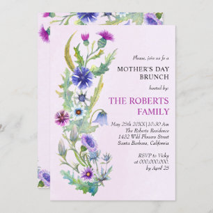 Invitación Flores acuáticas silvestres rosa brunch del Día de