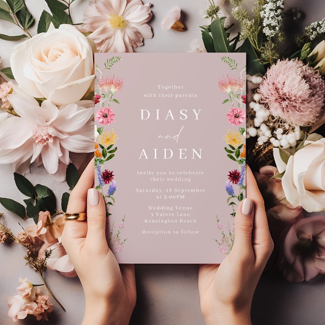 Invitación Flores acuáticas silvestres y Boda Rubor (Subido por el creador)