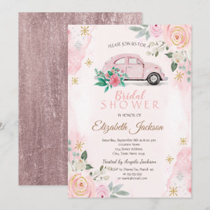 Invitación Flores acuáticas Snowflakes Car Bridal Shower