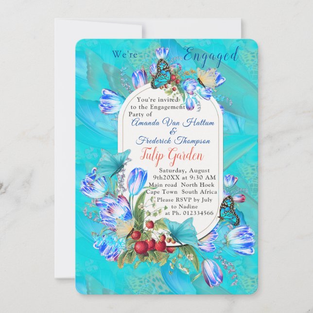 Invitación Flores acuáticas y mariposas visitantes. (Anverso)