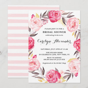 Invitación Flores acuáticas y Relieve metalizado dorado falso