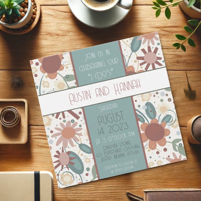 Invitación Flores alegres Inespiritualidad Boda diversión mod (Subido por el creador)