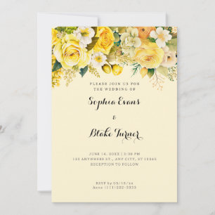Invitación Flores amarillas colgantes Boda Jardín Amarillo