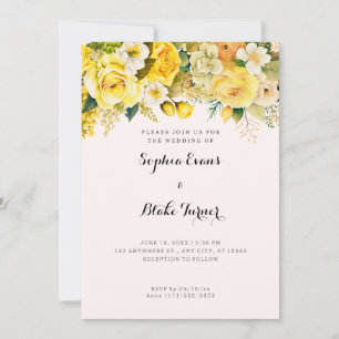 Invitación Flores amarillas colgantes Rubor Garden Wedding