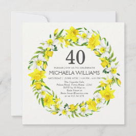 Invitación Flores amarillas de Daffodil Blanco 40 Fiesta de c