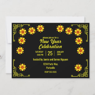 Invitación Flores amarillas de Hoa Mai en el Año Nuevo Tết