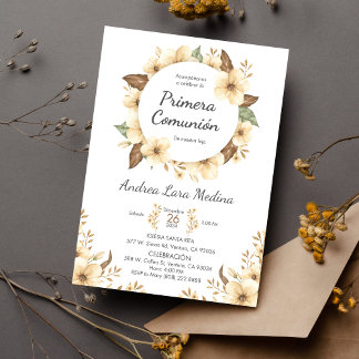 Invitación Flores Amarillas de la Cuta Española Primera Comun