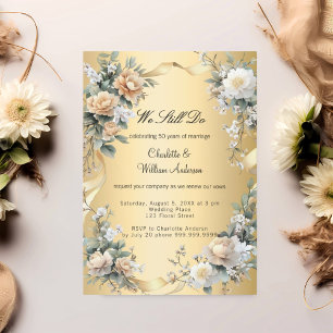 Invitación Flores amarillas de oro boda renovación de la prom