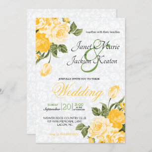 Invitación Flores amarillas doradas