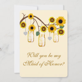 Invitación Flores Amarillas Mason Jars Maid Of Honor Card