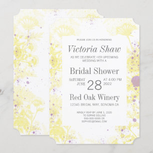 Invitación Flores amarillas pintadas ducha de novia