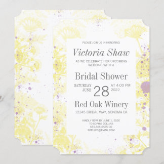 Invitación Flores amarillas pintadas ducha de novia